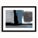 Abstract wall art featuring a collection of black strokes and lines in a modern design, framed with a mat for an elegant display, perfect for contemporary decor.