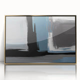 Framed wall art featuring an abstract design of strokes and lines in gold tones, ideal for modern decor, enhancing contemporary living spaces with elegance.