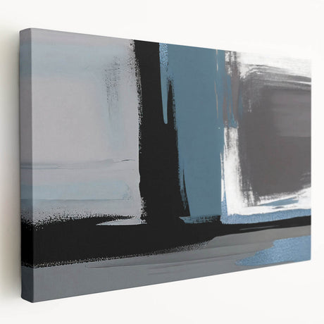 Abstract wall art design showcasing vibrant strokes and lines in a modern color palette, presented on stretched canvas with a side view display. Ideal for contemporary home decor, this piece adds a dynamic touch to any space.