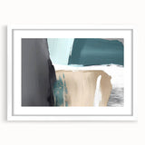 Abstract strokes and lines in vibrant colors adorn this modern wall art, framed with a white mat. Ideal for contemporary decor, it adds a striking visual element to any space.