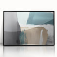 Framed acrylic wall art featuring an abstract design of colorful strokes and lines, set against a black background, perfect for modern home decor.
