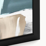 Close-up of an abstract strokes and lines design wall art piece, showcasing vibrant colors and intricate details on a framed canvas, ideal for modern decor.