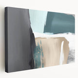 Abstract canvas wall art showcasing vibrant strokes and lines in a harmonious blend of colors, elegantly stretched for a modern decor style, perfect for enhancing any living space.