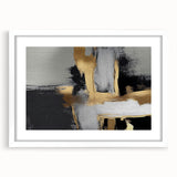 Abstract wall art featuring vibrant strokes and lines in a modern design, framed with a white mat, showcasing a contemporary aesthetic suitable for home decor.