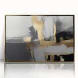 Framed abstract wall art featuring striking gold strokes and lines design on acrylic, perfect for modern decor. Ideal for enhancing any living space with elegance.