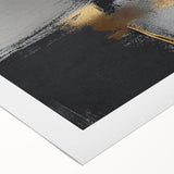 Abstract wall art design featuring vibrant strokes and lines in a mix of blue, orange, and black, printed on rolled canvas, ideal for modern home decor.