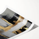 Abstract wall art print showcasing vibrant strokes and lines in shades of blue, orange, and yellow. Ideal for modern home decor, enhancing any interior space.