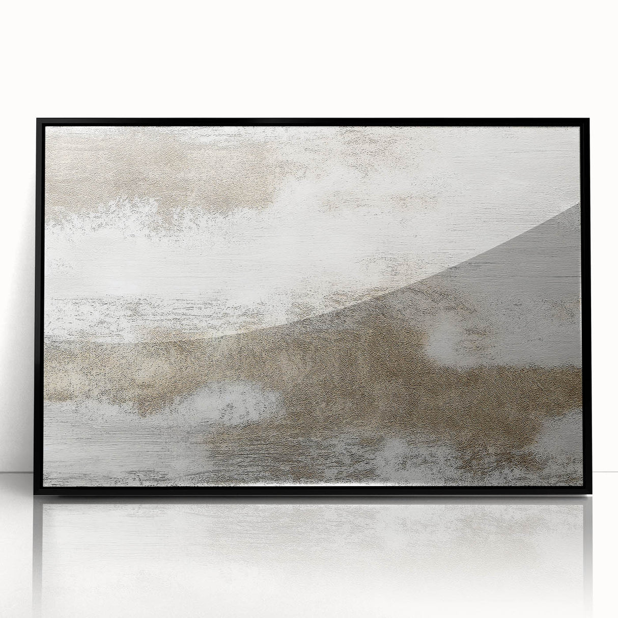 Framed wall art featuring an abstract design of colorful strokes and lines on a black background, adding a modern touch to home decor and interior spaces.