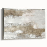 Framed canvas wall art showcasing an abstract design of colorful strokes and lines in silver tones, perfect for modern home decor. Side view highlights the sleek frame and artistic details.
