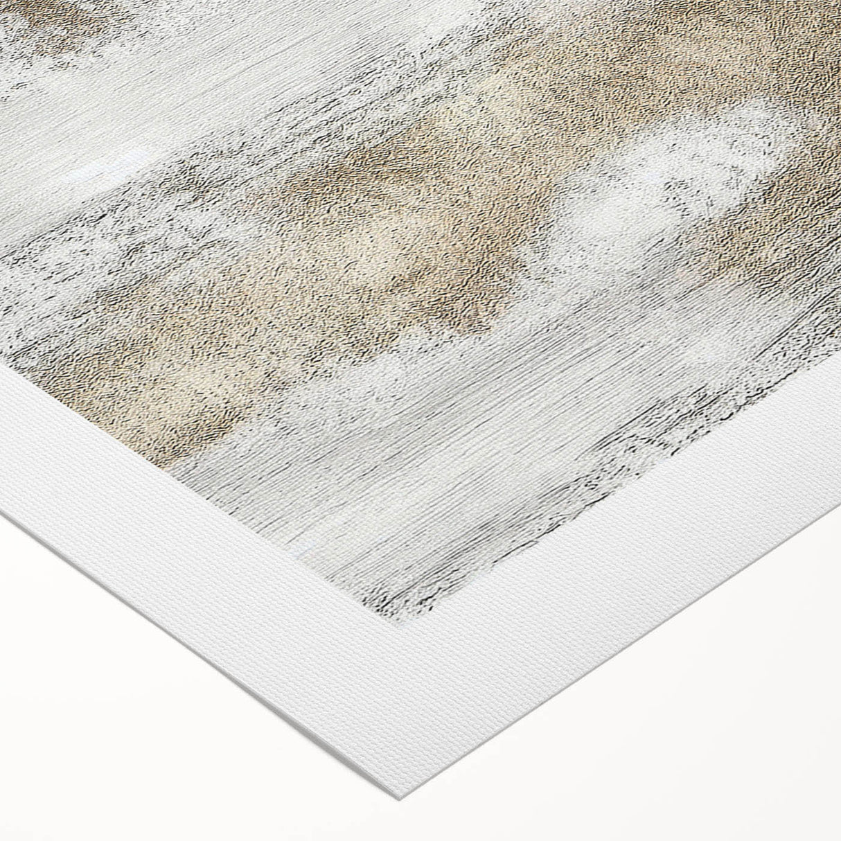 Abstract strokes and lines design on a rolled canvas, showcasing vibrant colors and dynamic patterns, perfect for modern home decor or office spaces.