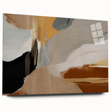 Abstract wall art featuring colorful strokes and lines on acrylic glass, showcasing a modern design in a side view, perfect for contemporary decor.