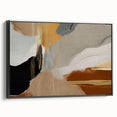 Framed canvas wall art showcasing an abstract design of colorful strokes and lines, set against a black background, viewed from the side to highlight its depth and texture. Perfect for modern home decor, this artwork adds a contemporary touch to any space.