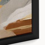 Close-up of an abstract wall art piece featuring vibrant strokes and lines in shades of blue, orange, and yellow, ideal for modern home decor.