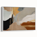 Framed canvas wall art featuring an abstract design with colorful strokes and lines against a white background, showcasing a modern artistic aesthetic perfect for home decor.