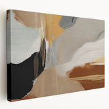 Abstract wall art design featuring colorful strokes and lines on stretched canvas, showcasing vibrant hues and dynamic patterns, ideal for modern decor.