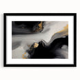 Abstract wall art featuring intricate strokes and lines in a minimalist design, framed with a black mat, ideal for modern home decor or office spaces.