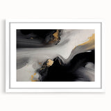 Abstract strokes and lines design wall art framed with a white mat, showcasing a modern aesthetic suitable for contemporary home decor. This artwork adds a sophisticated touch to any living space with its vibrant colors and dynamic patterns.