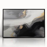 Framed wall art featuring an abstract design of colorful strokes and lines, with a sleek black frame, perfect for modern home decor and artistic expression.