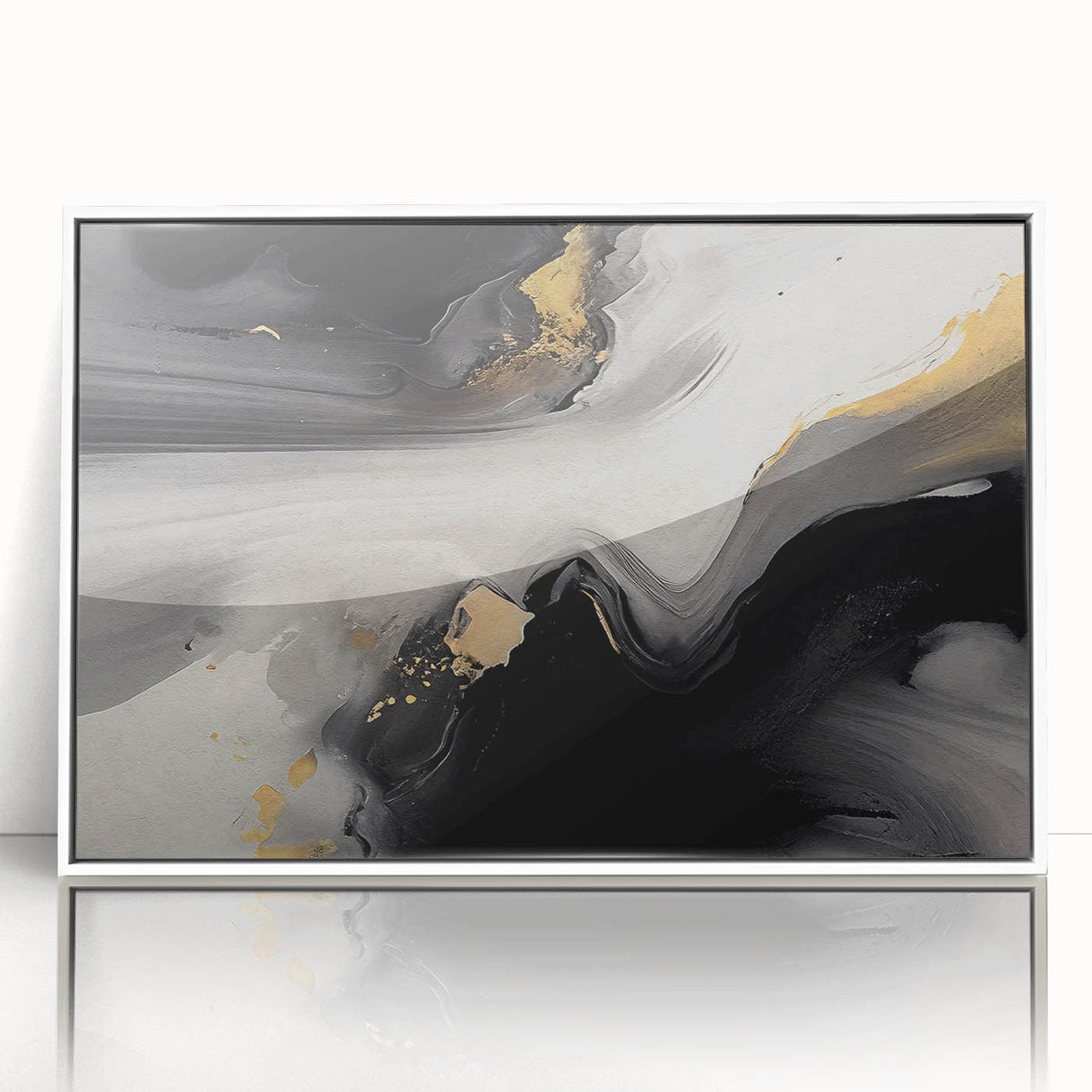Framed acrylic wall art featuring an abstract design of colorful strokes and lines, presented in a sleek white frame, ideal for modern home decor.