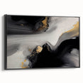 Framed canvas wall art featuring an abstract design of colorful strokes and lines against a black background, showcasing a modern aesthetic perfect for home decor.