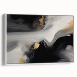 Framed canvas wall art featuring an abstract strokes and lines design in soft pastel colors, set against a white background, showcasing modern artistic flair.