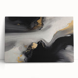 Abstract wall art featuring vibrant strokes and lines in shades of blue, orange, and yellow, displayed on a stretched canvas, creating a modern aesthetic for home decor.