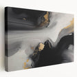 Stretched canvas wall art featuring an abstract design with colorful strokes and lines, showcasing vibrant hues of blue, orange, and yellow, ideal for modern decor.
