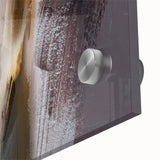 Abstract wall art featuring vibrant strokes and lines in a colorful design, showcasing an intricate blend of blues, yellows, and reds on acrylic glass, perfect for modern decor.