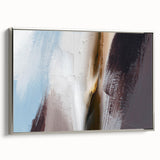 Framed wall art showcasing an abstract design of colorful strokes and lines in silver, emphasizing modern decor style. Perfect for enhancing contemporary interiors.