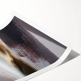 Abstract wall art print featuring vibrant strokes and lines in shades of blue, orange, and yellow, ideal for modern home decor, offered as a rolled canvas.