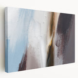 Abstract wall art featuring vibrant strokes and lines in shades of blue, yellow, and red on stretched canvas, showcasing a modern design ideal for contemporary home decor.