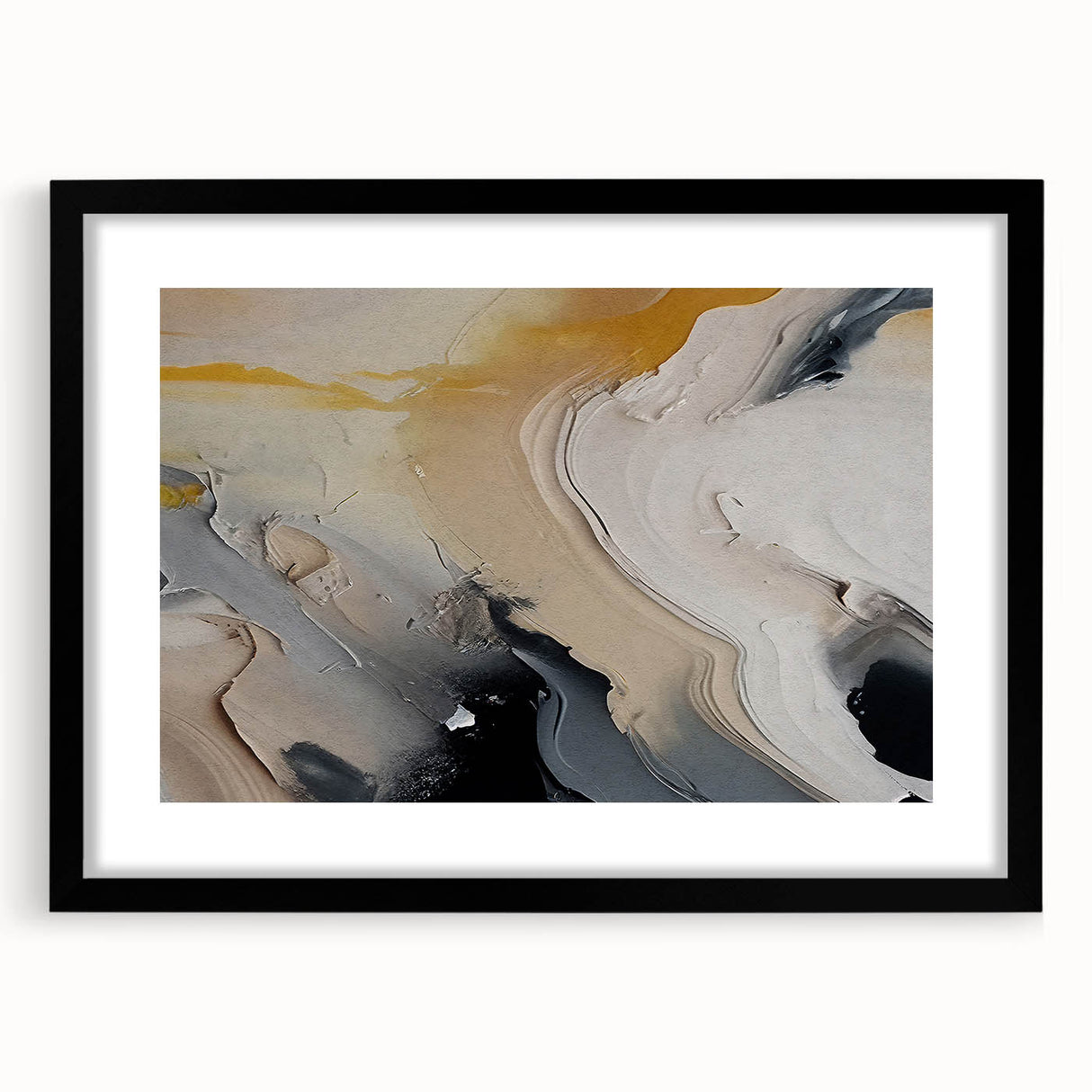 Abstract wall art design featuring dynamic strokes and lines in a modern black frame, perfect for contemporary home decor and artistic expression.