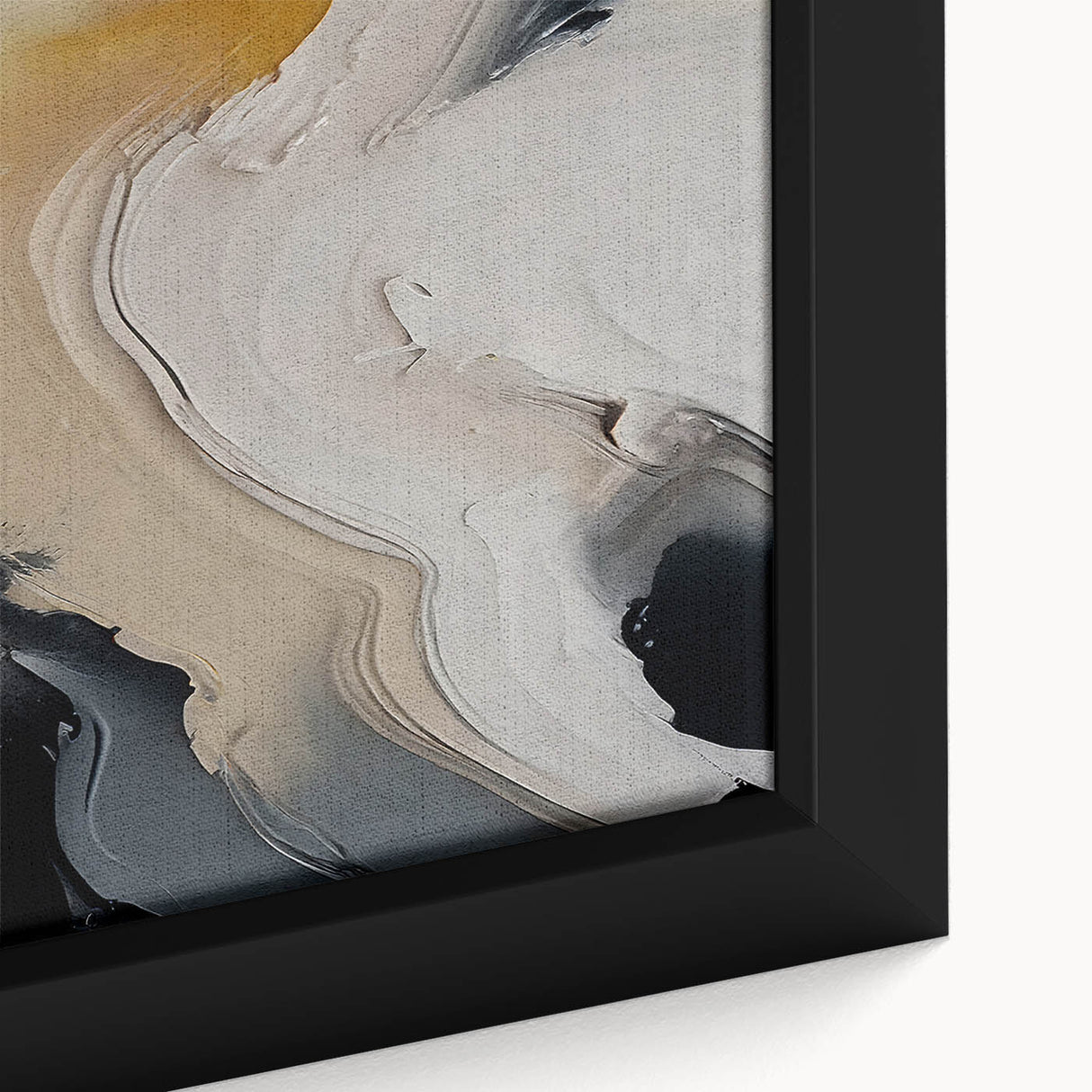 Close-up of an abstract strokes and lines wall art design, featuring vibrant colors and dynamic patterns, elegantly framed for modern decor enhancement.