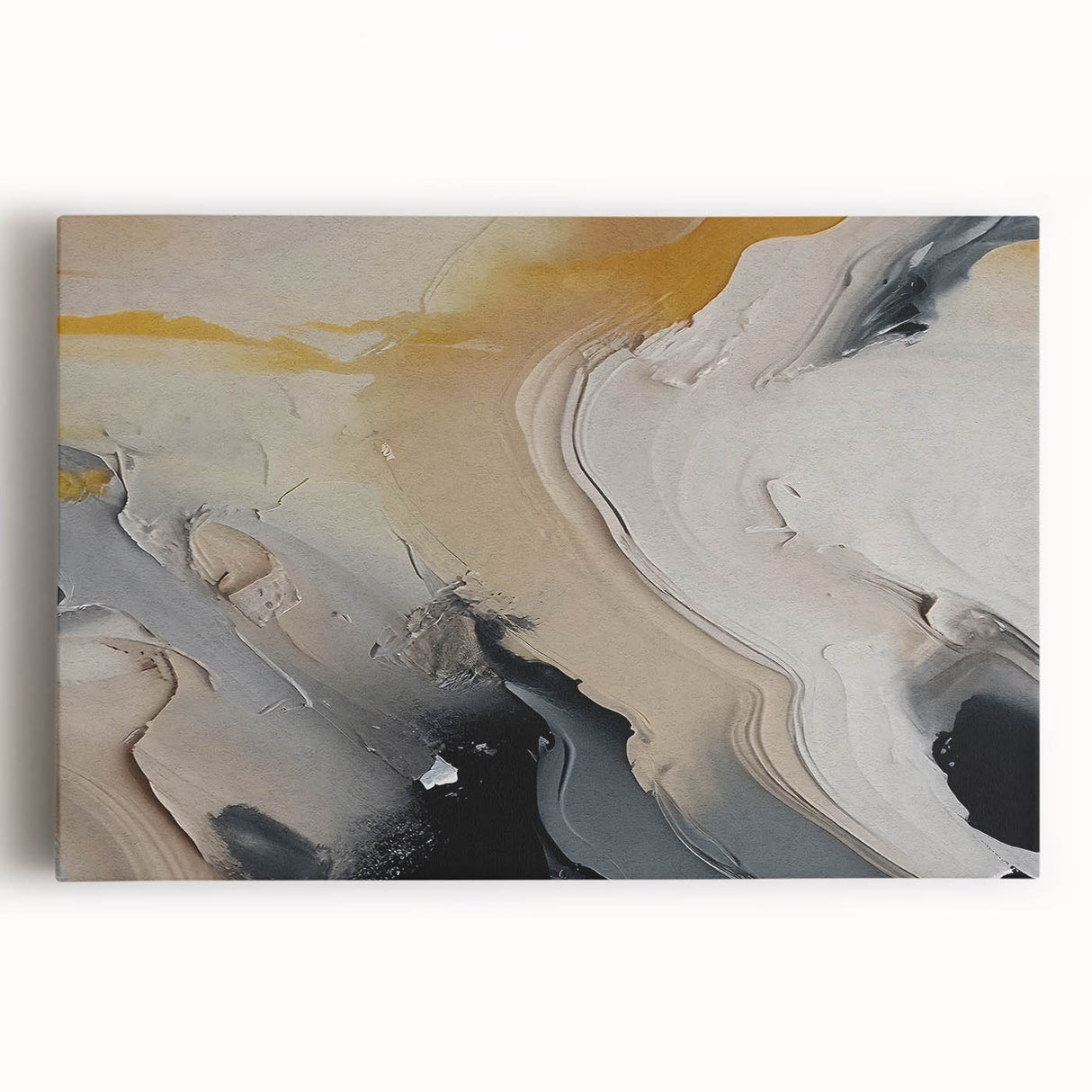 Abstract canvas wall art featuring bold strokes and vibrant lines in shades of blue, yellow, and red, showcasing a modern design ideal for contemporary decor.