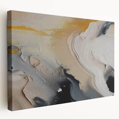Abstract canvas wall art featuring vibrant strokes and dynamic lines in a modern design, showcasing a side view of the stretched artwork with a sleek finish.
