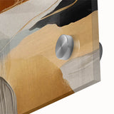 Close-up of an abstract wall art piece showcasing vibrant strokes and lines in a blend of blue, yellow, and red hues, designed to enhance modern decor.