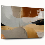 Abstract wall art featuring vibrant strokes and lines in a modern design, displayed in a sleek acrylic frame with visible mounting pins, ideal for contemporary decor.