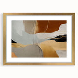 Abstract strokes and lines design wall art featuring a gold frame and mat, showcasing a modern aesthetic ideal for enhancing contemporary interiors.