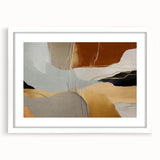 Abstract strokes and lines in vibrant colors create a modern wall art design, framed with a white mat, perfect for contemporary home decor.