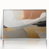 Framed acrylic wall art featuring an abstract design of colorful strokes and lines on a white background, perfect for modern home decor. Ideal for adding a vibrant touch to living spaces.