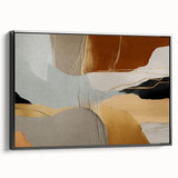 Framed canvas wall art showcasing an abstract design with bold black strokes and lines, perfect for modern decor. Ideal for enhancing contemporary living spaces.