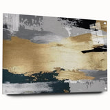 Abstract wall art featuring vibrant strokes and lines in a modern design, displayed in an acrylic frame with pins, showcasing a colorful and dynamic aesthetic.