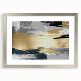 Abstract wall art featuring a design of colorful strokes and lines in a sleek silver frame, ideal for modern home decor, enhancing any room's aesthetic appeal.