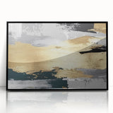 Framed abstract wall art featuring dynamic strokes and lines in black and white, designed to enhance modern interiors with a sleek, contemporary aesthetic.