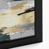 Close-up of a framed canvas wall art showcasing abstract strokes and lines in vibrant colors, perfect for modern home decor. The design features dynamic patterns and textures that enhance any living space.