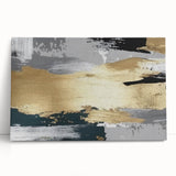 Abstract wall art featuring vibrant strokes and lines in a modern design, displayed on stretched canvas, leaning against a neutral wall, perfect for contemporary decor.