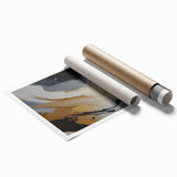 Abstract wall art featuring colorful strokes and lines in blue, orange, and yellow hues, perfect for modern decor. Ideal for brightening up living spaces or offices.