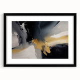 Abstract strokes and lines design wall art collection in a sleek black frame with matting, showcasing modern artistic flair ideal for contemporary home decor.