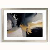 Abstract wall art featuring colorful strokes and lines in a silver frame with matting, ideal for modern home decor enhancement. Perfect for adding a contemporary touch to any space.