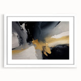 Abstract wall art design featuring colorful strokes and lines in a modern frame with a white mat, ideal for contemporary home decor. Perfect for adding a vibrant touch to any space.